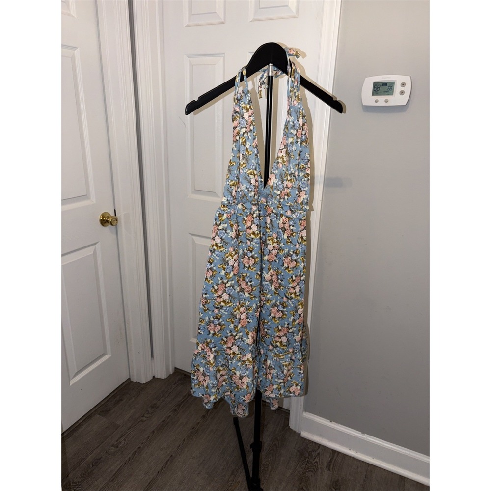 SHEIN VCAY floral‎ halter dress XL Ditsy Floral Summer Sundress Flowy Beach EUC